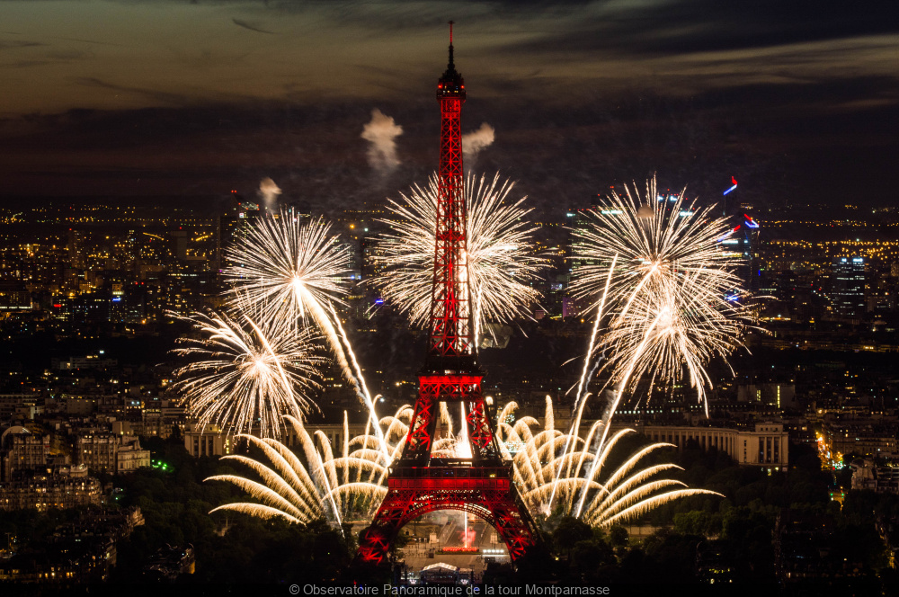 July 14, 2019 – Bastille Day fireworks from the Montparnasse Tower ...