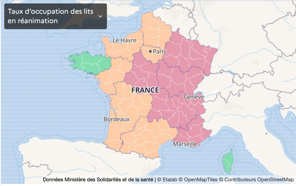 Map of France Coronavirus: departments under curfew at 6 p.m. and saturation of hospitals by region