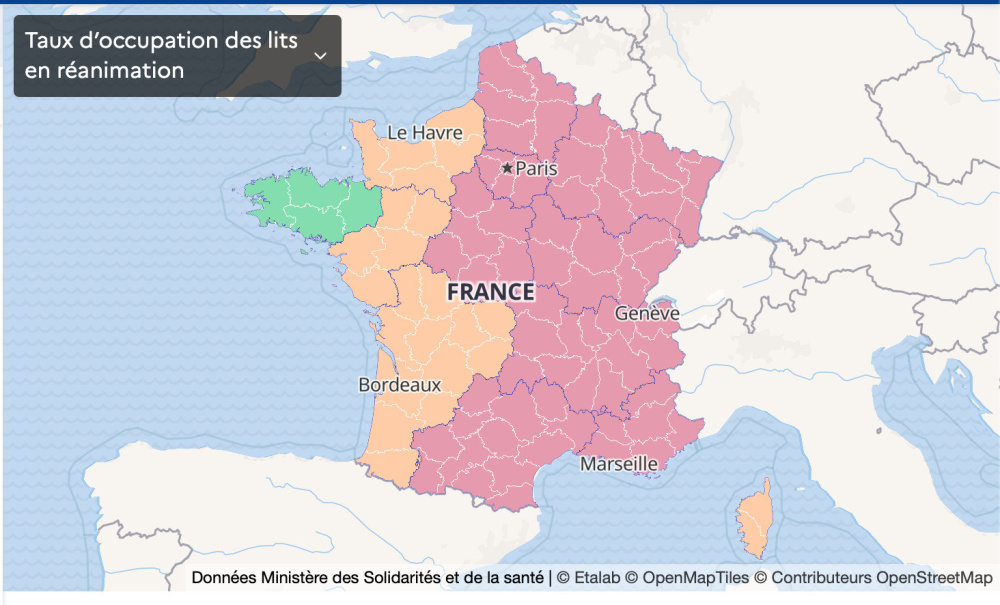 Map of France Coronavirus: departments under curfew at 6 p.m. and saturation of hospitals by region