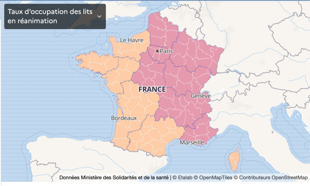 Map of France Coronavirus: departments under curfew at 6 p.m. and saturation of hospitals by region