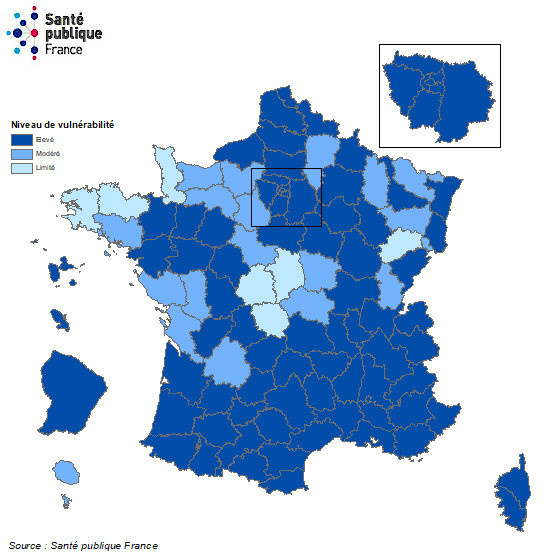 Map of France Coronavirus: vulnerable departments, red and scarlet zone