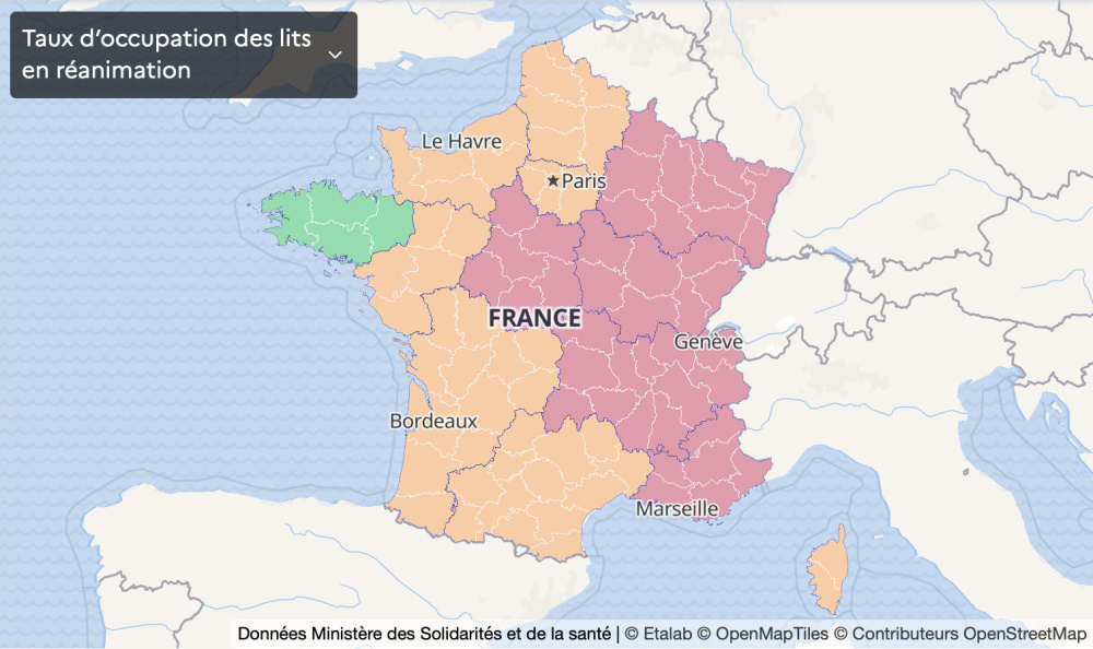 Map of France Coronavirus: departments under curfew at 6 p.m. and saturation of hospitals by region