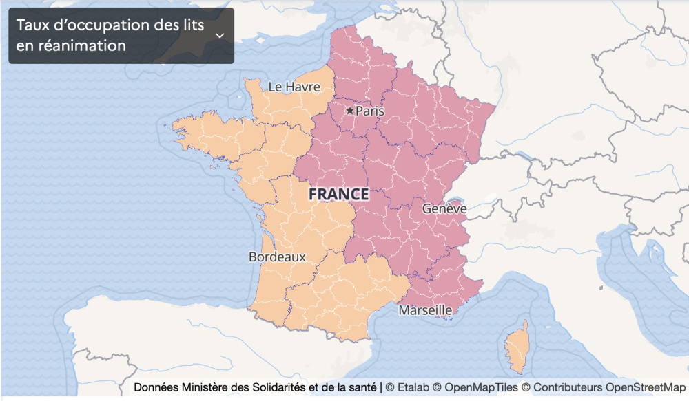 Map of France Coronavirus: departments under curfew at 6 p.m. and saturation of hospitals by region