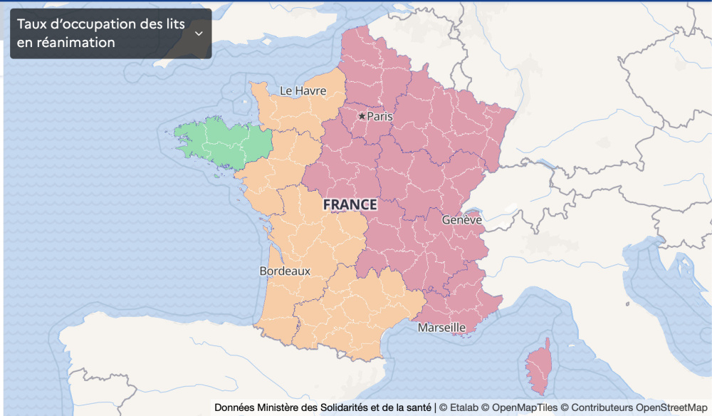 Map of France Coronavirus: departments under curfew at 6 p.m. and saturation of hospitals by region