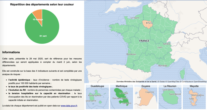 Coronavirus New deconfinement map by department in France