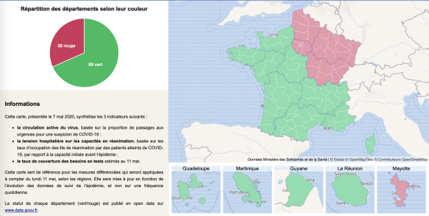 Coronavirus Map of deconfinement by department in France