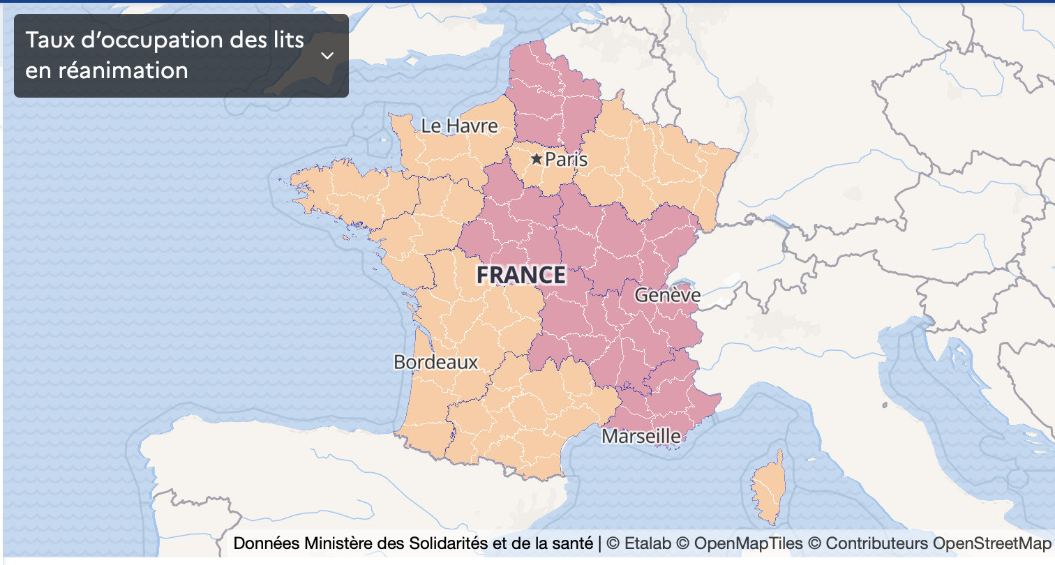 Carte De France Coronavirus Les Departements En Vulnerabilite La France En Etat D Urgence Sanitaire Deuxieme Confinement Sortiraparis Com